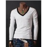 Camisa Gola V Funda Manga Longa em duas cores