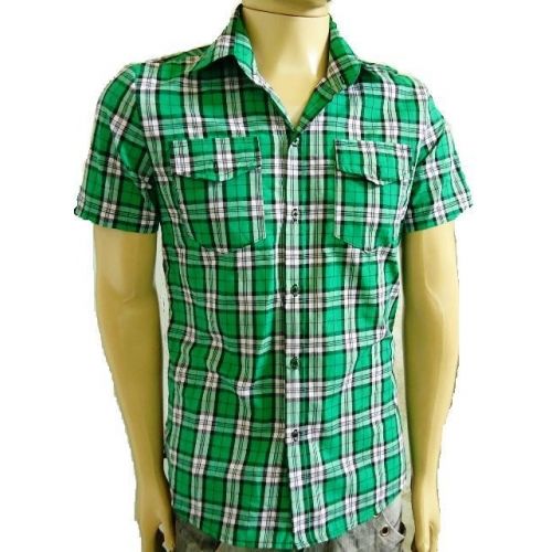 Camisa padrão xadrez com bolso - CAM0831VERDE